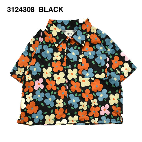 【90/100/110/120㎝】花柄オープンカラーシャツ3124308【NEWO/ネオ】